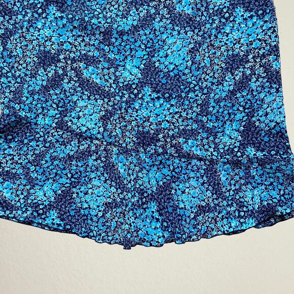 Blue ditsy floral flounce flare hem skirt, bohemian hippie fairy y2k - Picture 3 of 7